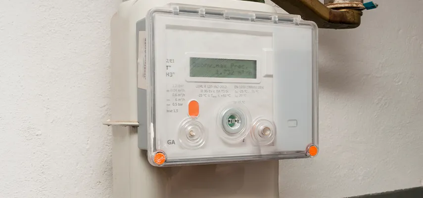 contatore del gas elettronico acceso