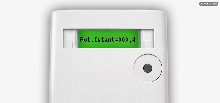 display del contatore luce con mostrato il valore della potenza istantanea