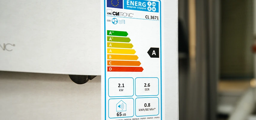 etichetta della classe energetica del condizionatore