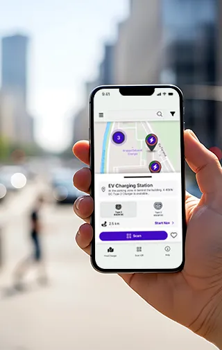 smartphone con aperta la app per la mobilità elettrica di dolomiti energia